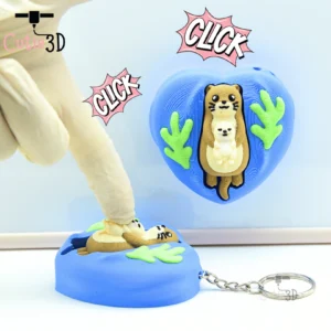 Little Otter Love Fidget Clicker Keychain