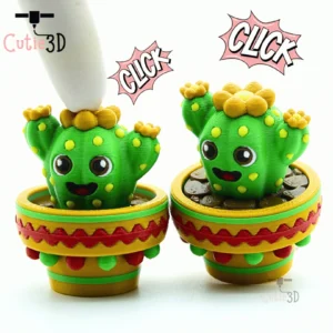 Playful Cactus Buddy Fidget Clicker Keychain