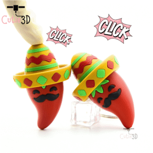 Playful Chili Pepper Fidget Clicker Keychain