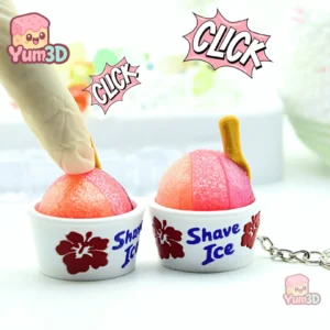 Happy Shaved Ice Fidget Clicker Keychain
