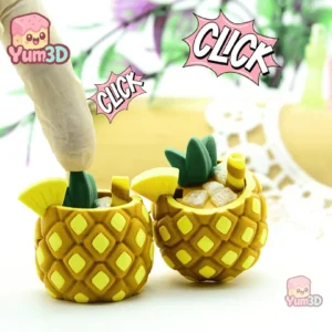 Pineapple Colada Tropical Treat Fidget Clicker Keychain